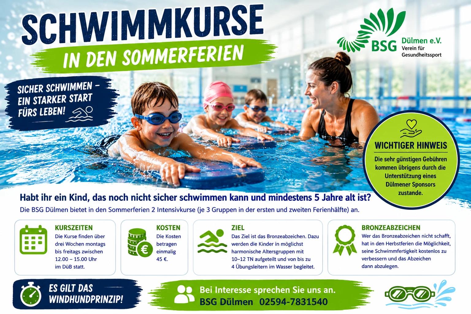 Intensiv-Schwimmkurse in den Sommerferien 2026
